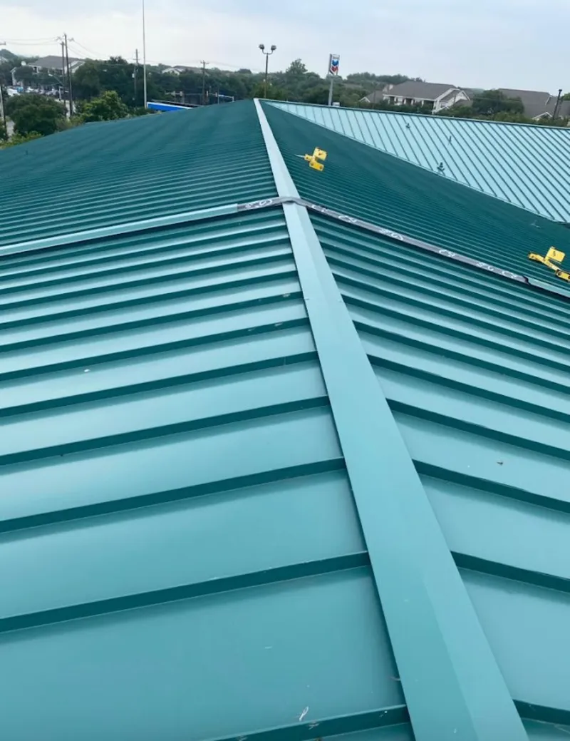 Green commercial metal roof ridge and valley for Metal Roof Repair in Clarks Summit